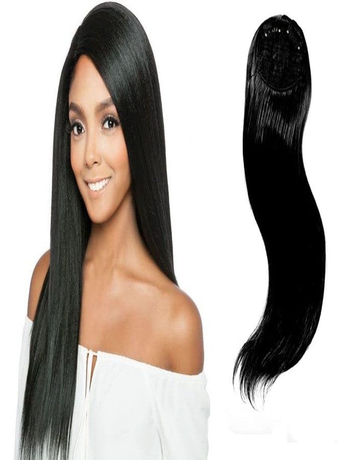 Confidence Synthetic Straight Hair Closure Topper For Women And Girls Natural Black Side Patches - Image 1