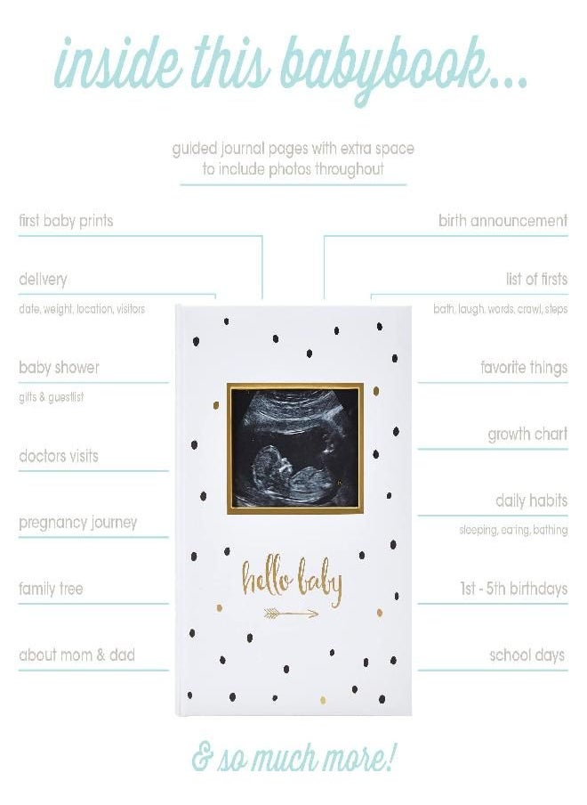 pearhead Pearhead First 5 Years Baby Memory Book, Gender-Neutral Baby Keepsake for New and Expecting Parents, Pregnancy And Milestone Journal, 50 Fill In Pages, Black and Gold Polka Dot  - Image 2