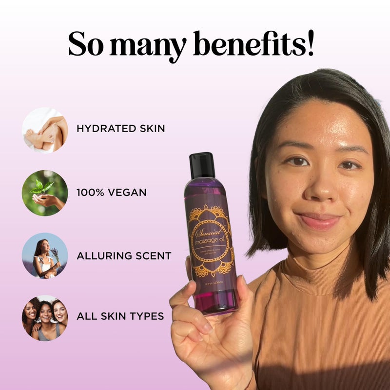 Maple Holistics Aromatherapy Sensual Massage Oil for Couples - Relaxing Lavender Massaging Oil for Massage Therapy with Vitamin E Jojoba & Sweet Almond - Naturally Scented Vegan Non GMO & Gluten Free (8 Fl Oz) - Image 3