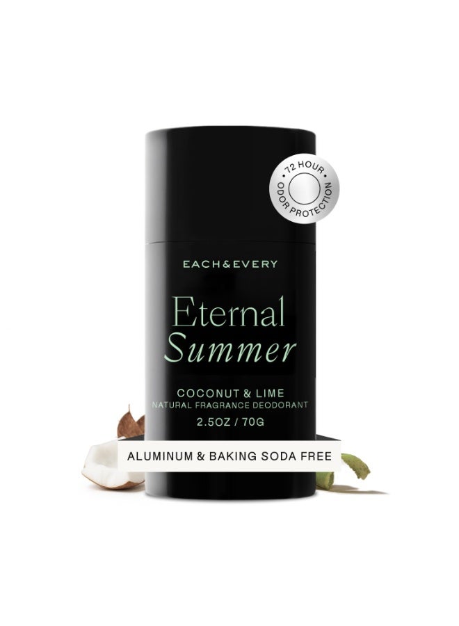 Each & Every Aluminum Free Deodorant for Men & Women - All Natural Deodorant for Sensitive Skin, EWG Verified - Clean, Baking Soda-Free, Plant-Based Fragrance, Coconut & Lime, 2.5oz