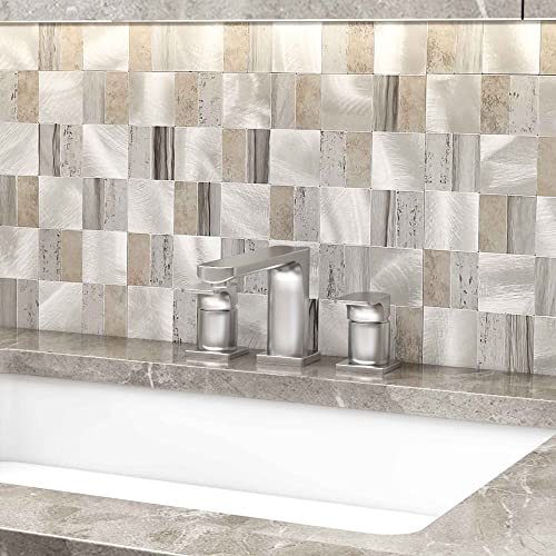 BeNice Peel and Stick Backsplash Metal Kitchen Self Adhesive Mosaic Wall Stickers Square Gray(Rustic Gray 10 Sheets) - Image 5
