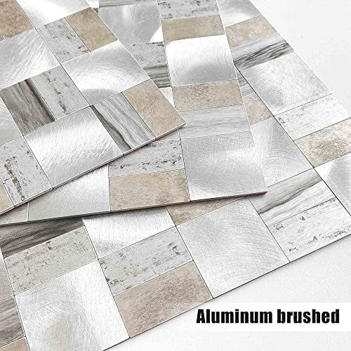 BeNice Peel and Stick Backsplash Metal Kitchen Self Adhesive Mosaic Wall Stickers Square Gray(Rustic Gray 10 Sheets) - Image 2