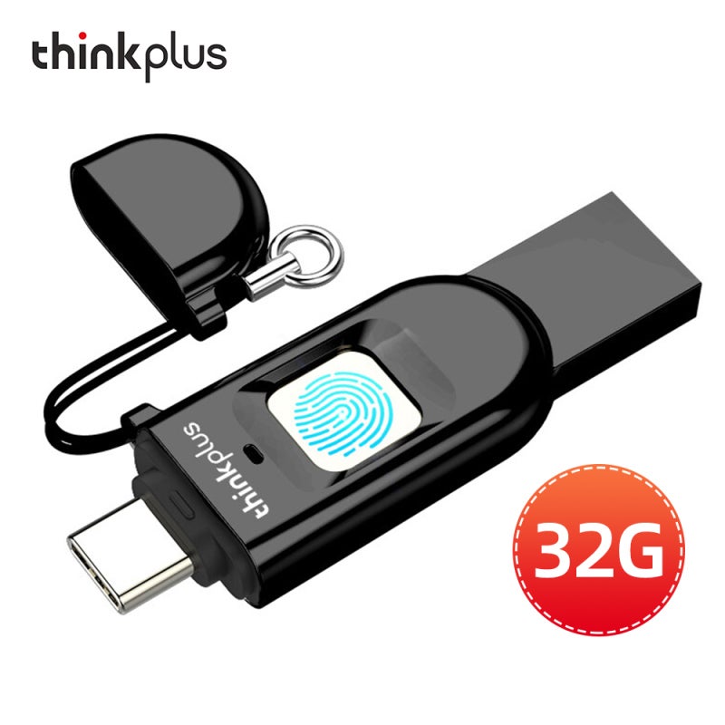 محرك أقراص فلاش USB Lenovo thinkplus TFU301 بسعة 32 جيجابايت، Type-C + USB 3.0، مع تشفير وبصمة USB للتعرف الدقيق، يدعم الأجهزة اللوحية والهواتف المحمولة والكمبيوتر - Image 2