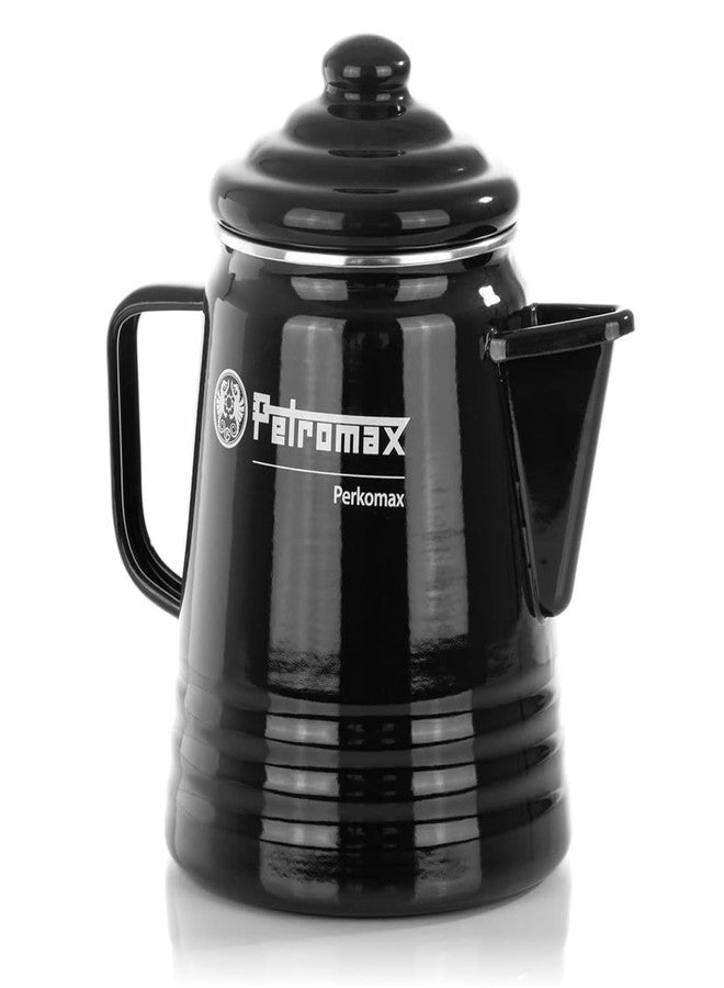 Petromax Tea and Coffee Percolator, Use Indoor/Outdoors for Home Kitchen or Campfire, Enameled Steel Coffee and Tea Pot Brews to Your Taste, 5-6 Cup Capacity, Black - Image 1