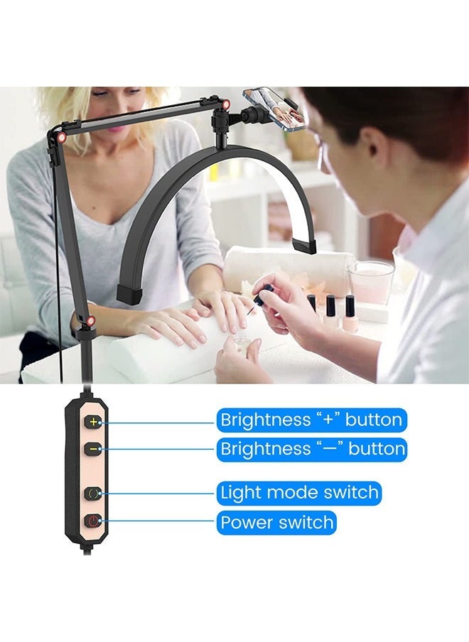 Arabest Lash Light for Eyelash Extensions,Portable Half Moon Desk Lamp,Esthetician Light for Tattoo Artists,Nail Tech,Eyelash Lamp with Phone Holder 3000-6000K 10 Brightness Adjustable - Image 5