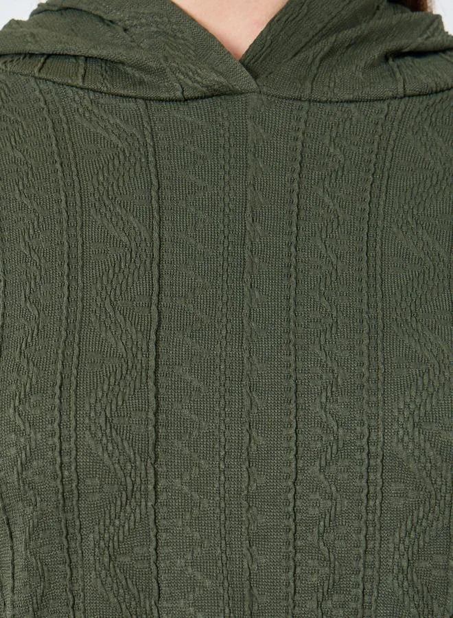 Take Two  Dark Green Textured Hooded Top for Women | Best Price UAE