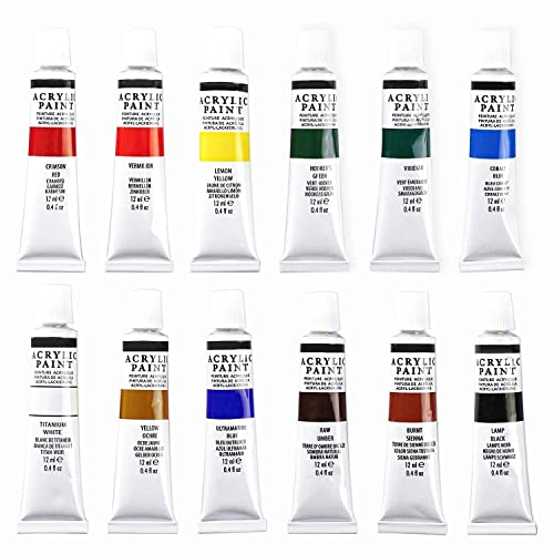 Wynhard Acrylic Paint Set Acrylic Painting Kit Canvas Painting Kit Acrylic Colours Paints Tubes Set 12ml Acrylic Tube Paint Set Painting Colours 12 Color Set, Multicolor - Image 5
