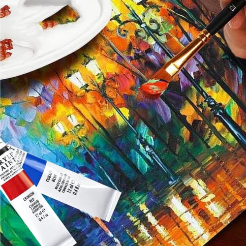 Wynhard Acrylic Paint Set Acrylic Painting Kit Canvas Painting Kit Acrylic Colours Paints Tubes Set 12ml Acrylic Tube Paint Set Painting Colours 12 Color Set, Multicolor - Image 3