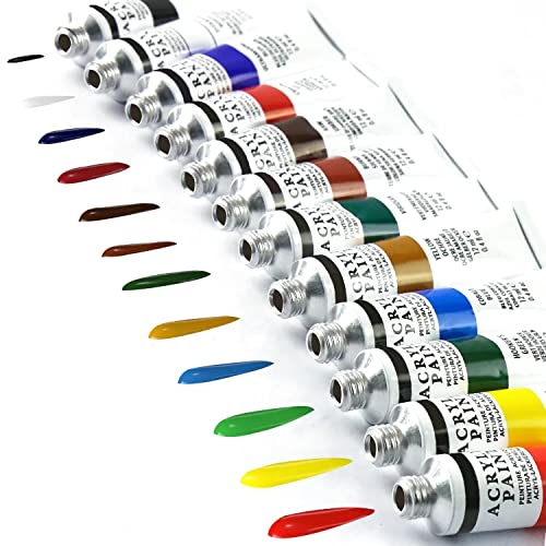 Wynhard Acrylic Paint Set Acrylic Painting Kit Canvas Painting Kit Acrylic Colours Paints Tubes Set 12ml Acrylic Tube Paint Set Painting Colours 12 Color Set, Multicolor - Image 4