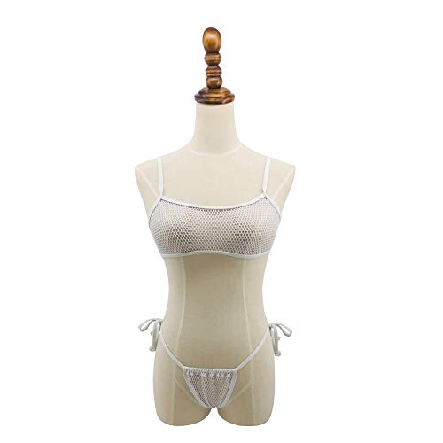 SHERRYLO Micro Bikini Extreme See Through Lingerie White Fishnet String Thong Bottom Sheer Mesh Sexy Slutty Mini Bikinis - Image 2