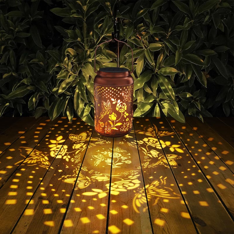 Tepaken Rose Butterfly Decoration Solar Lanterns Outdoor Waterproof Garden Decor Gifts for Women Mon Grandma Metal Hanging Solar Lights for Outside LED Lanterns for Yard, Patio - Image 4