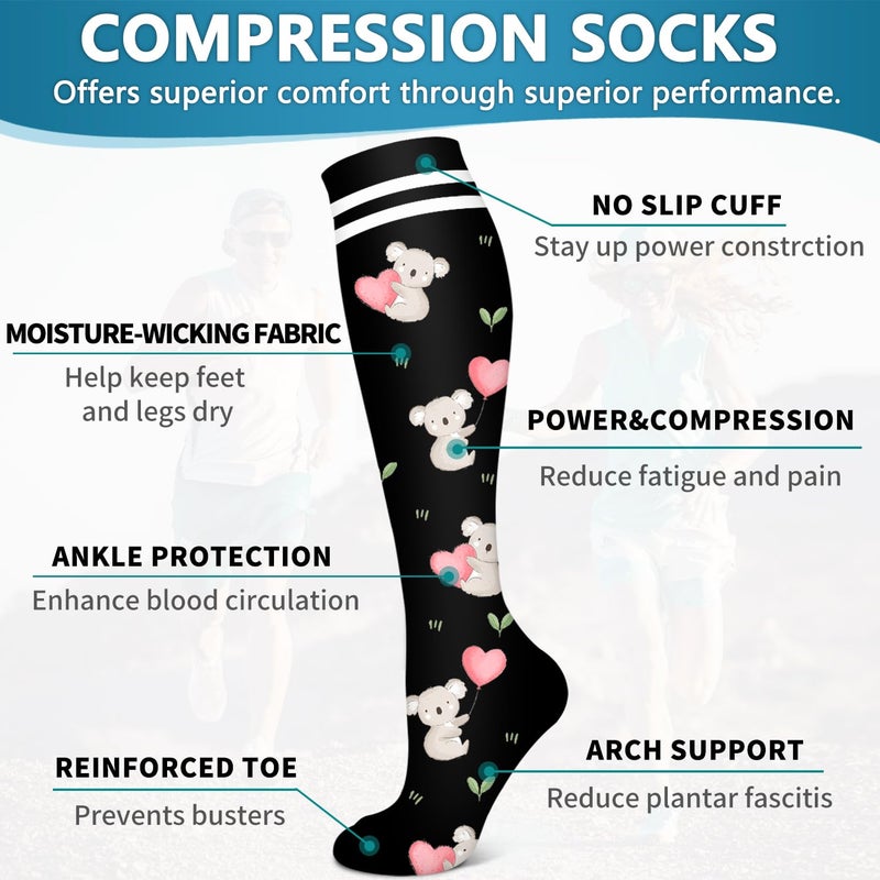Bluemaple 6 Pack Copper Compression Socks for Women and Men Circulation-Best Support for Medical,Running,Nursing,Athletic - Image 5