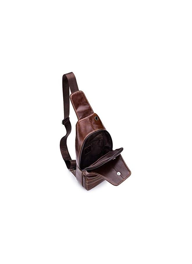 BULLCAPTAIN - Sling Bag Men Leather, Chest Bag Crossbody Shoulder Business Backpack Outdoor - Image 1