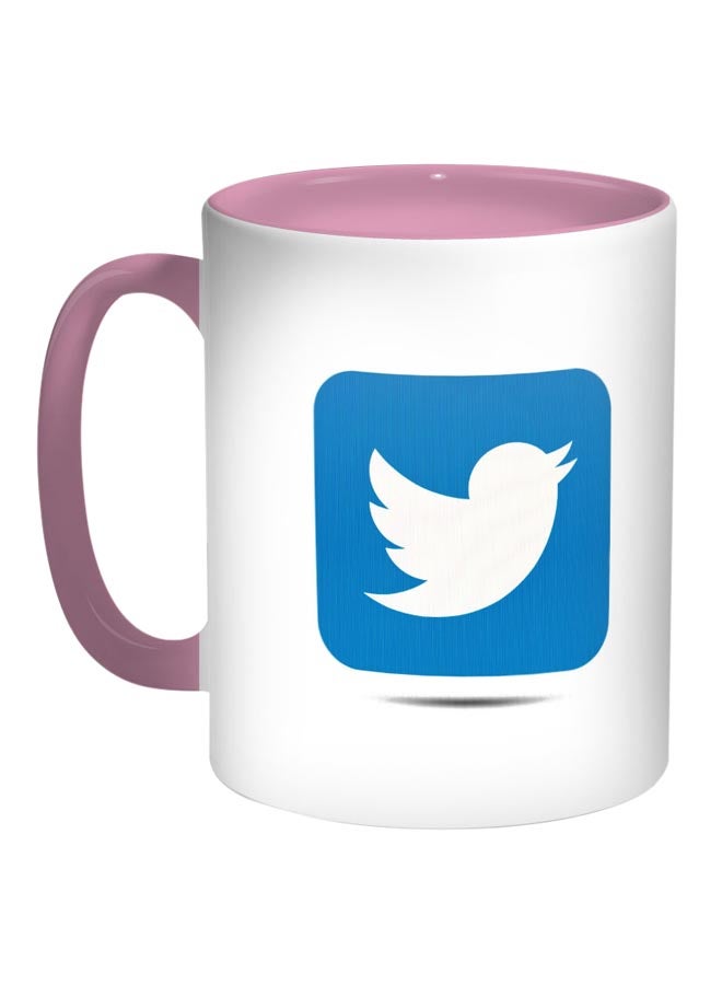 RYN Twitter Printed Coffee Mug Pink/White/Blue 11ounce