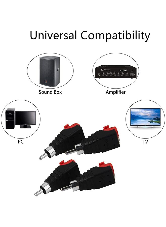 5 PAIR RCA Connector Adapter Speaker Wire Cable to Audio Male Plug Jack Screw Terminal Female Audio Video Balun Spring Press Type Adapter DC Power Connector for CCTV - Image 3