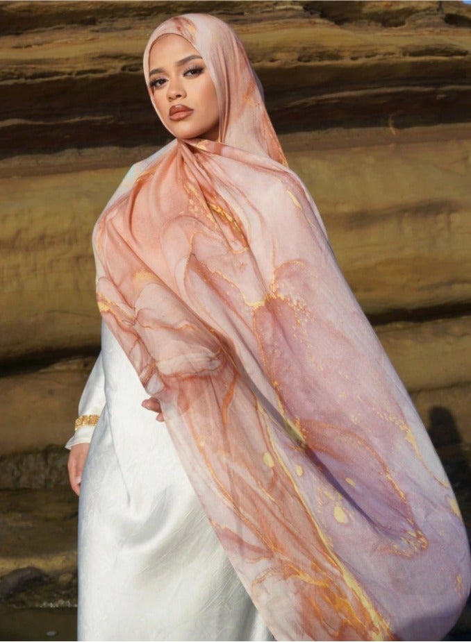 ISI Women Hijab Printed Linen Cotton Scarf Light Soft Shining Hijabs Bohemian style for Arba Wom ns 180*70cm - Image 1