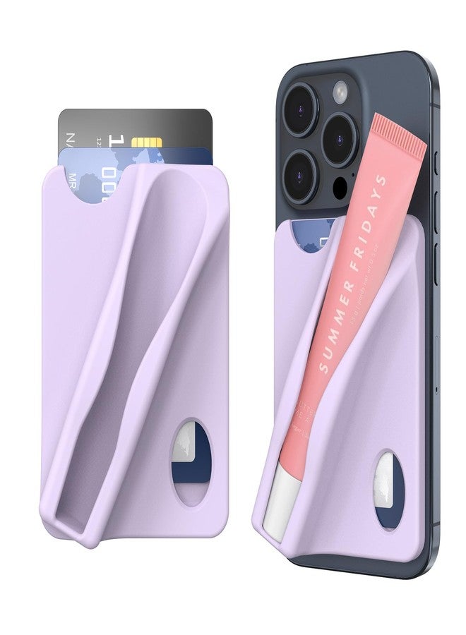 DOB SECHS Large Silicone Lip Holder with Card Holder Compatible with Summer Fridays, Tower 28, Laneige Lipstick Lip Glaze Phone Case Back Stick On Holder for iPhone and Android Smartphones,Purple - Image 1