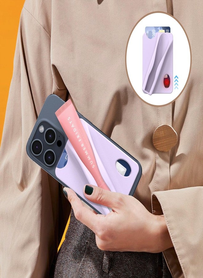 DOB SECHS Large Silicone Lip Holder with Card Holder Compatible with Summer Fridays, Tower 28, Laneige Lipstick Lip Glaze Phone Case Back Stick On Holder for iPhone and Android Smartphones,Purple - Image 3