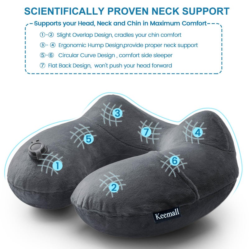 Keemall Inflatable Travel Pillows for Airplanes, Easy Blow Up Inflatable Travel Neck Pillows for Air Travel Sleeping Long Flight, Comfort Travel Air Pillows for Car Train Office Nap Camping - Image 4
