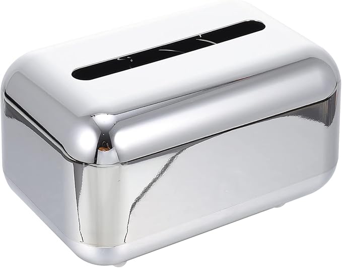 حامل علبة المناديل ذات سطح مرآة فضي للربيع لتزيين المنزل والمكتب والحمام - Image 1