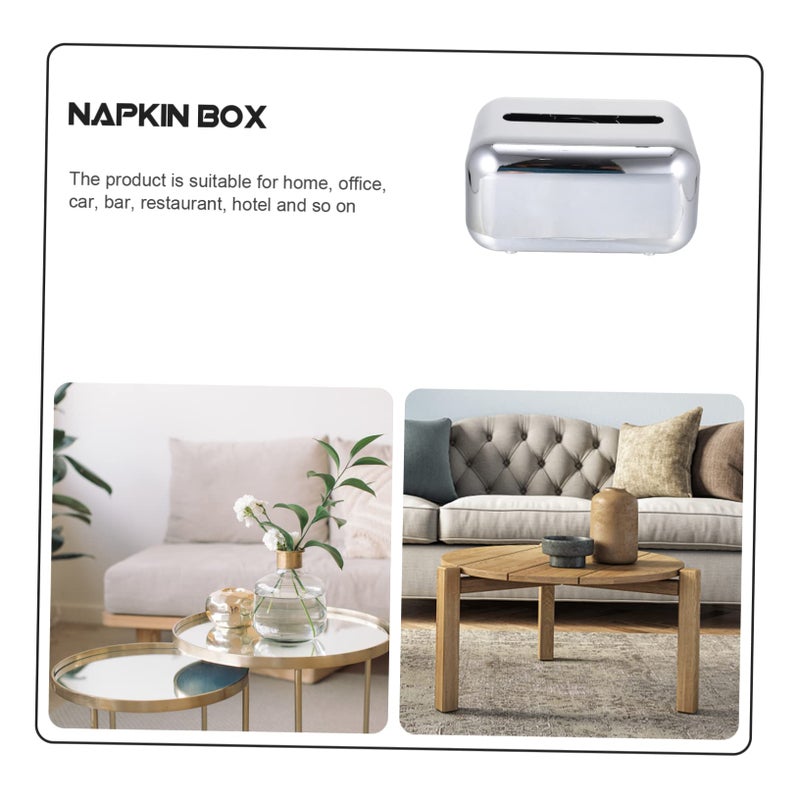 حامل علبة المناديل ذات سطح مرآة فضي للربيع لتزيين المنزل والمكتب والحمام - Image 5