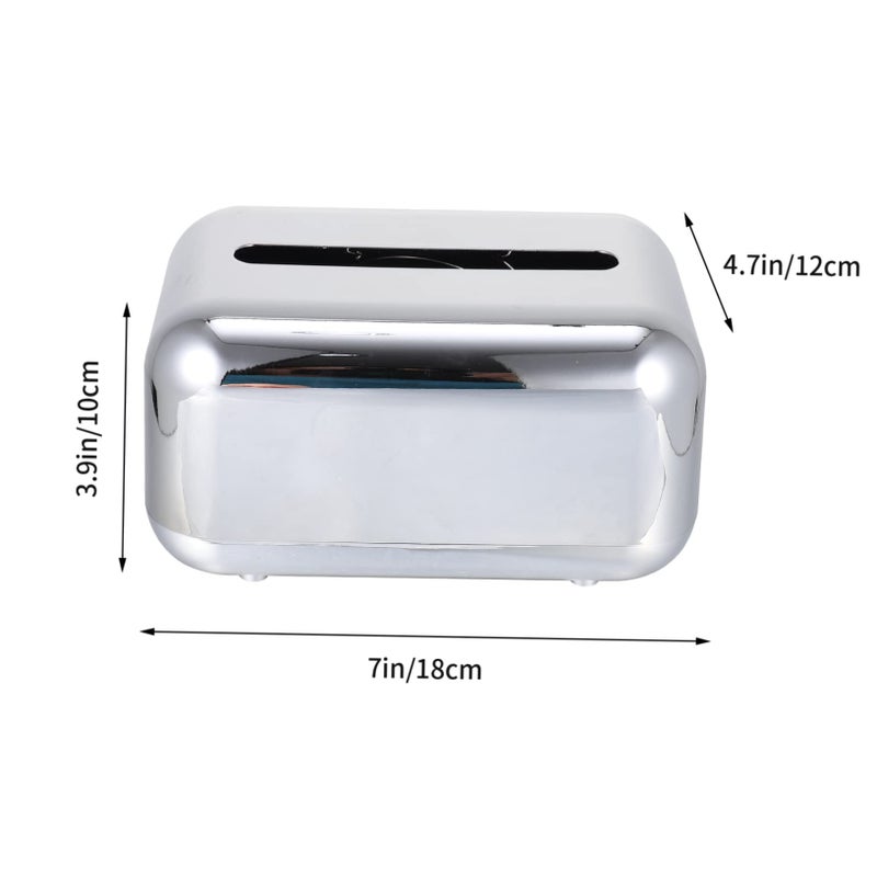 حامل علبة المناديل ذات سطح مرآة فضي للربيع لتزيين المنزل والمكتب والحمام - Image 3