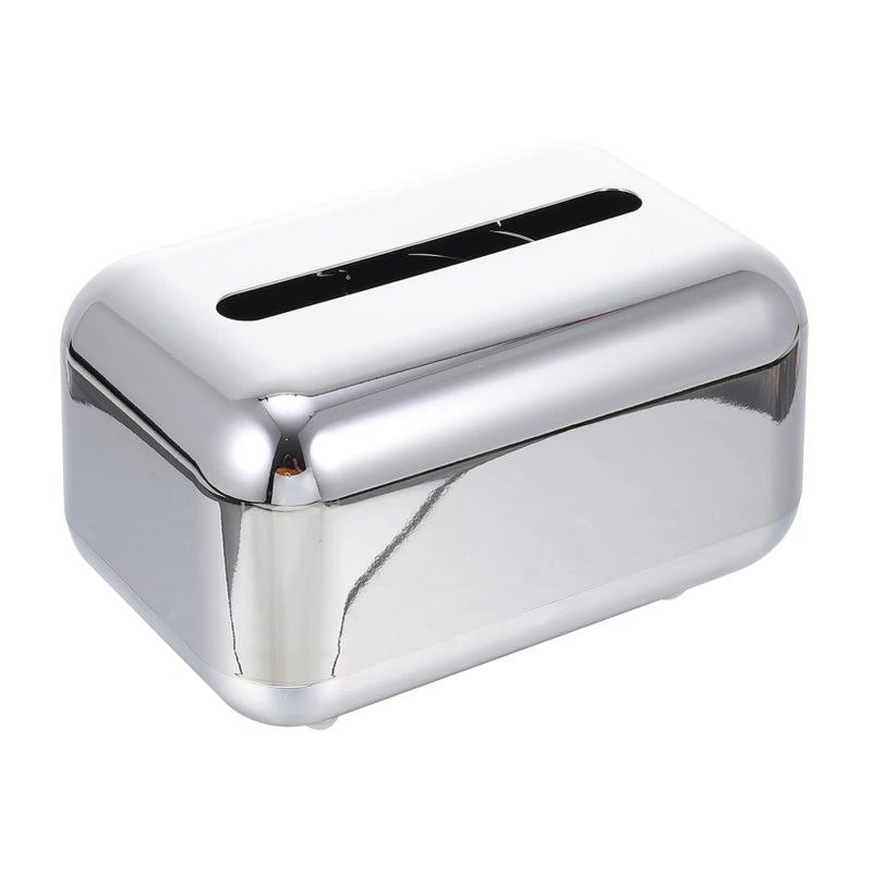 حامل علبة المناديل ذات سطح مرآة فضي للربيع لتزيين المنزل والمكتب والحمام - Image 2