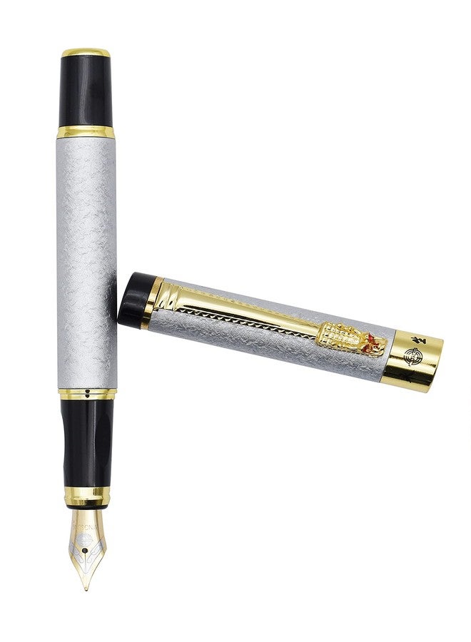 Gullor Retro Style Art Dragon Clip Fountain Pen with Ink Converter, Silver - Image 5
