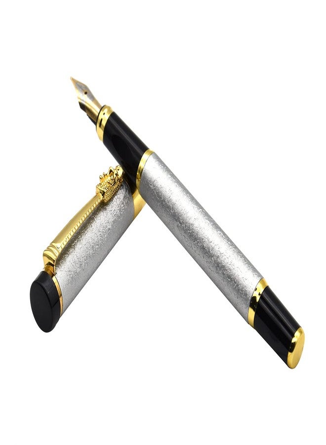 Gullor Retro Style Art Dragon Clip Fountain Pen with Ink Converter, Silver - Image 3