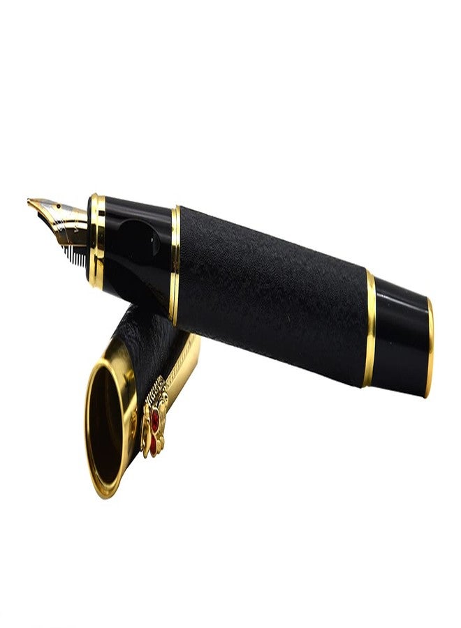 Gullor Retro Style Art Dragon Clip Fountain Pen with Ink Converter, Silver - Image 4