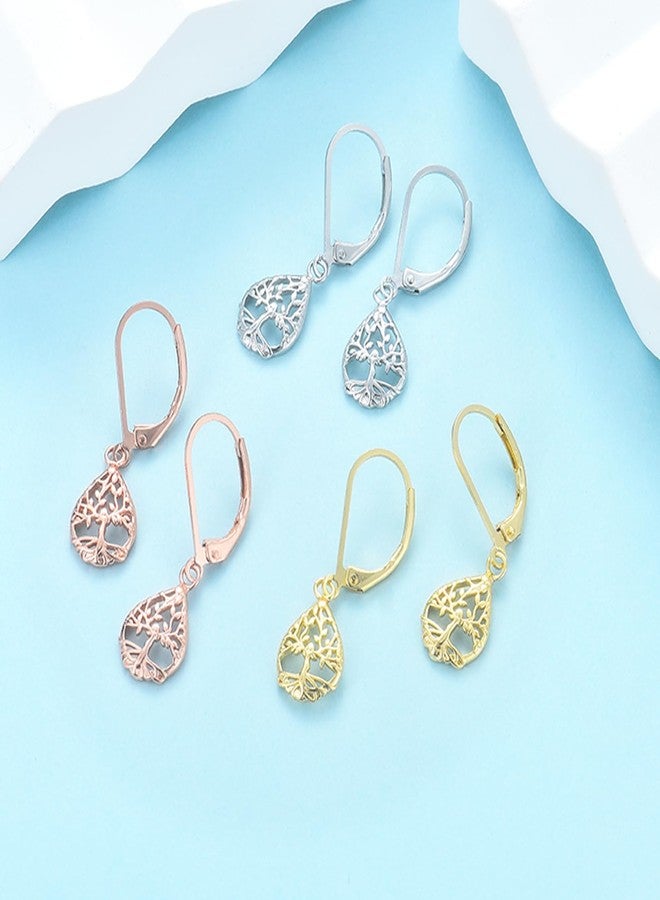 CERSLIMO Tree of Life Earrings for Women, Hypoallergenic Gold Teardrop Leverback Dangle Drop Earrings Jewelry Gifts - Image 5