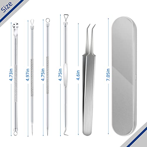 yuntop Blackhead Remover Tool Pimple Popper Tool Kit 5 Pack Blackhead Extractor Tools with Case Comedone Zit Acne Blemish Whitehead Removal Kit Professional Stainless Steel Extractor Tools for Face Nose - Image 3