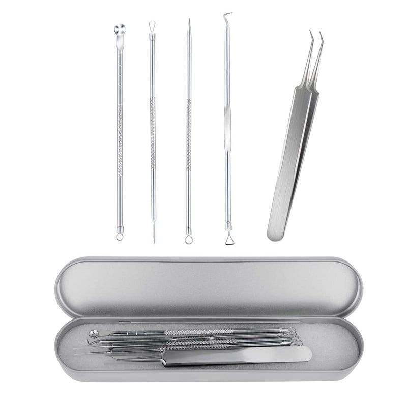 yuntop Blackhead Remover Tool Pimple Popper Tool Kit 5 Pack Blackhead Extractor Tools with Case Comedone Zit Acne Blemish Whitehead Removal Kit Professional Stainless Steel Extractor Tools for Face Nose - Image 2