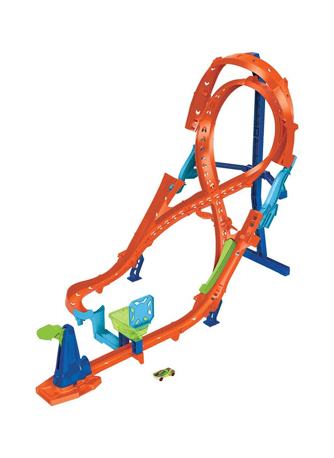 Hot Wheels Track Set With 1 Hot Wheels  Car, Tall Figure-8 Track for Race & Stunting, Connects to Other Hot Wheels  Tracks, Folds for Convenient Storage  - Image 1