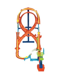 Hot Wheels مجموعة مسار مع سيارة هوت ويلز 1، مسار مرتفع بشكل 8 للسباق والألعاب البلاغية، يتصل بمسارات هوت ويلز الأخرى، يطوى للتخزين المريح  - Image 5