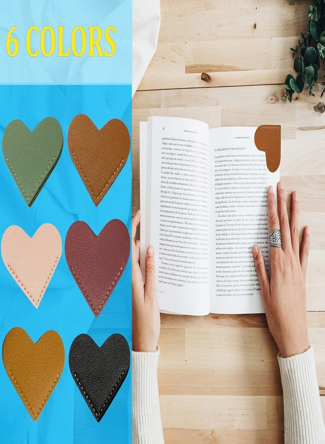 برودانس مجموعة برودانس من 6 قطع من فواصل الكتب على شكل قلب مصنوعة من جلد البولي يوريثان، 6 ألوان، فواصل صفحات لحماية الزوايا لمحبي القراءة - Image 4