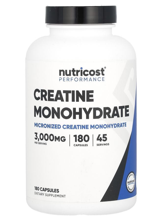 كرياتين مونوهيدرات الأداء 3000 ملغ 180 كبسولة (750 ملغ لكل كبسولة)