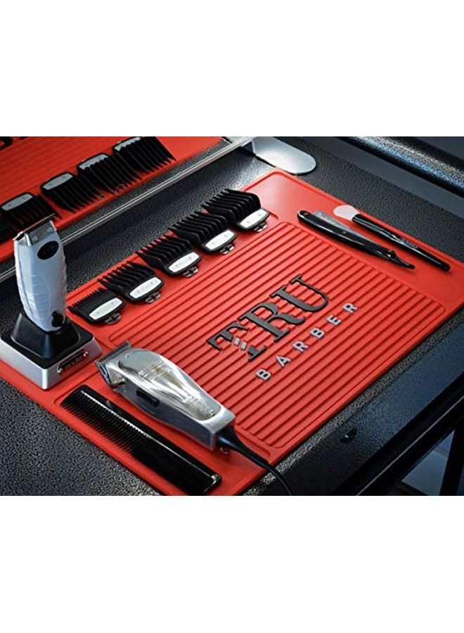 TRU BARBER Organizer Mat 19" X 13" (Red) Flexible Pvc Station Mat Salon Barbershop Work Station Pads Beauty Salon Tools Counter Mat For Clippers Anti Slip - Image 5