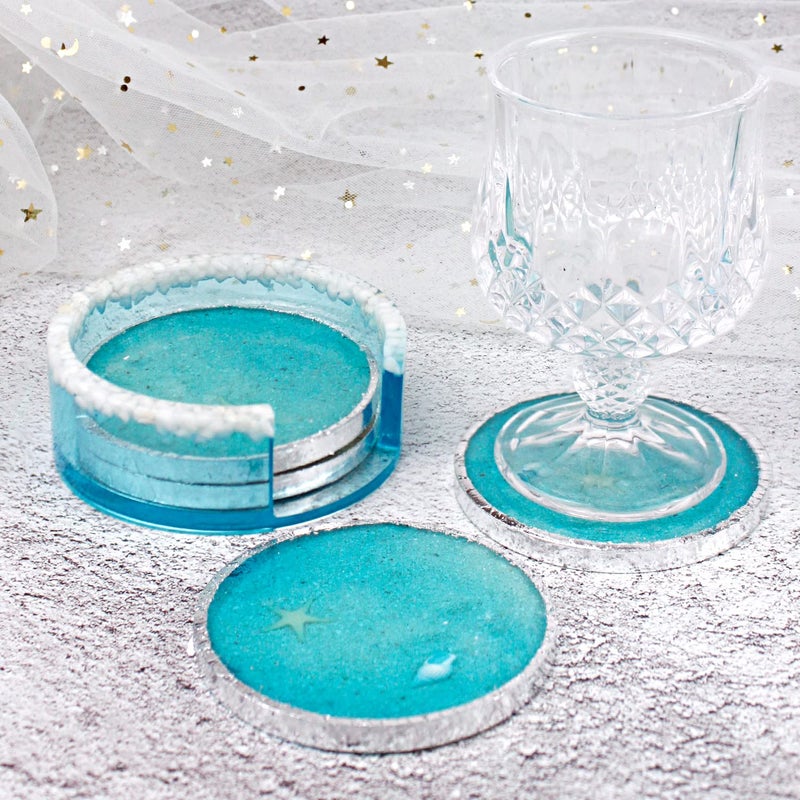RESINWORLD Resin Coaster Molds Set, Upgrade 10 pcs Silicone Coaster Molds Kit Storage Box Mold for Resin Casting, Square Round Coaster Epoxy Molds - Image 5