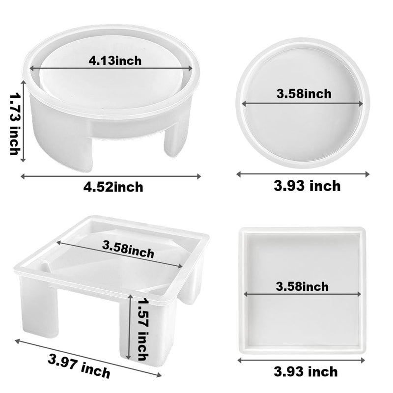 RESINWORLD Resin Coaster Molds Set, Upgrade 10 pcs Silicone Coaster Molds Kit Storage Box Mold for Resin Casting, Square Round Coaster Epoxy Molds - Image 2
