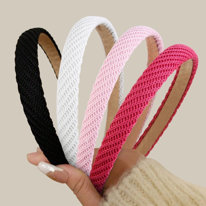 AIBFRID Headbands for Women Non Slip Thin Knitted Hairbands Trendy Headband for Women's Hair Cute Solid Colors Fashion Hair Accessories 4 PCS - Image 1