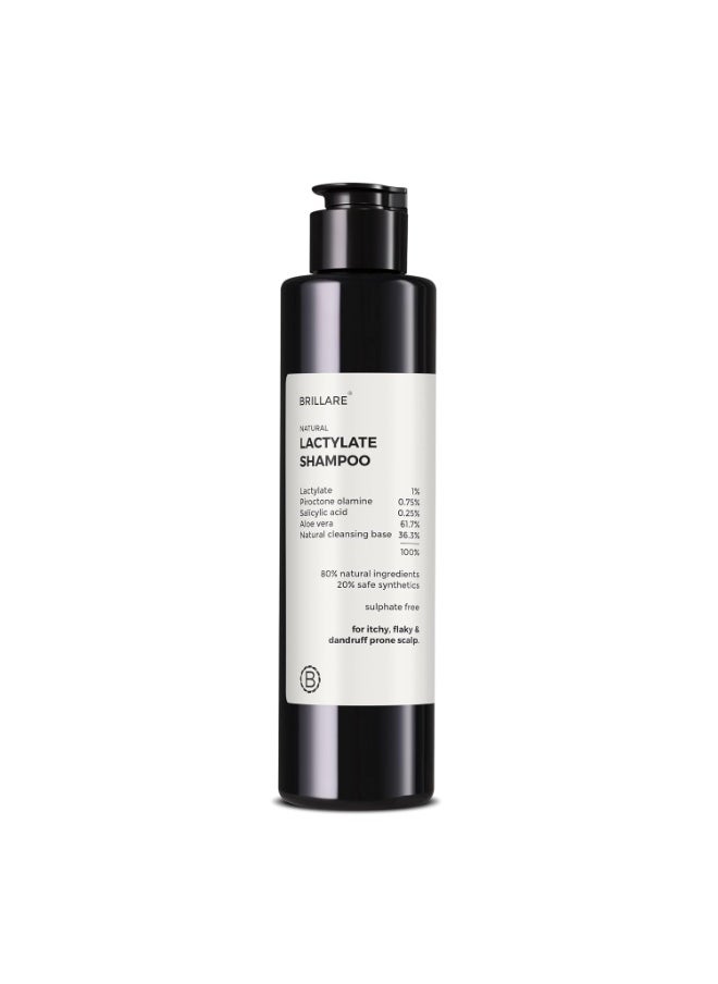 BRILLARE Anti-Dandruff Shampoo | Lactylate & Salicylic Acid | Reduces Dandruff Flakes in 1 Wash | Soothes Rough, Itchy, Sensitive Scalp | Controls Oil | Promotes Stronger, Healthier Hair (200 ml)  - Image 1