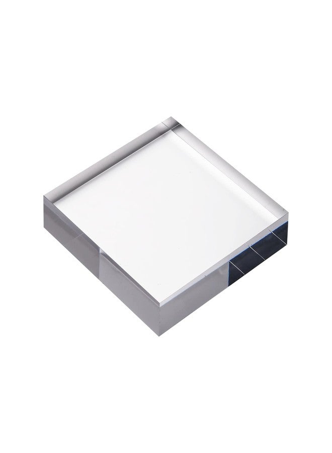 CiaoHER 1in Thickness 4in Square Acrylic Cube Display Block Clear Polished Pedestal Stand Riser Solid Base 4" x 4" x 1", 2 Pack - Image 2