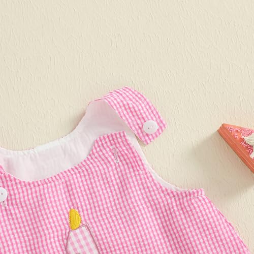 GOOCHEER Baby Girl First Birthday Outfit 1 Cake Embroidery One Year Old Birthday Dress Smash Cake Dresses (Plaid Pink, 12-18 Months) - Image 5