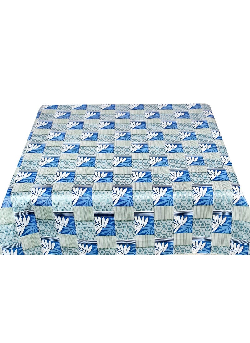craft city CRAFT CITY Turquoise Color Flower Print Center/Dining Table Cover for 2/4/6 Seater Table Cloth/Water and dust with Oil-Proof PVC Rectangular Shape (40x60 inch)  - Image 4