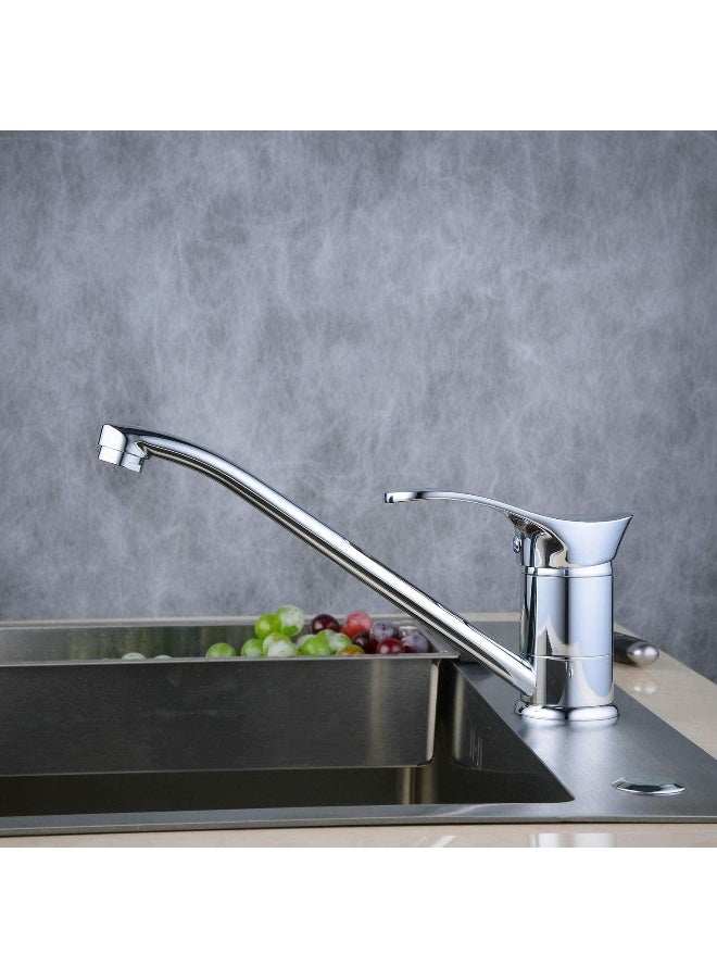 Biella Chrome-Plated Brass Sink Mixer With 360Ã‚Â° Rotating Kitchen Faucet Low Spout Designed For Hot And Cold Water - Image 1