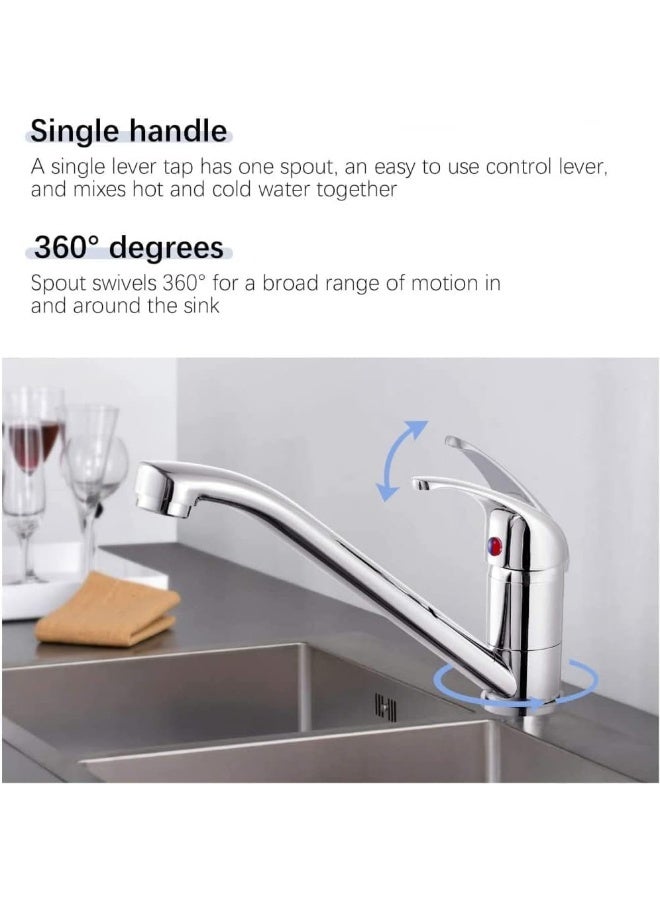 Biella Chrome-Plated Brass Sink Mixer With 360Ã‚Â° Rotating Kitchen Faucet Low Spout Designed For Hot And Cold Water - Image 3