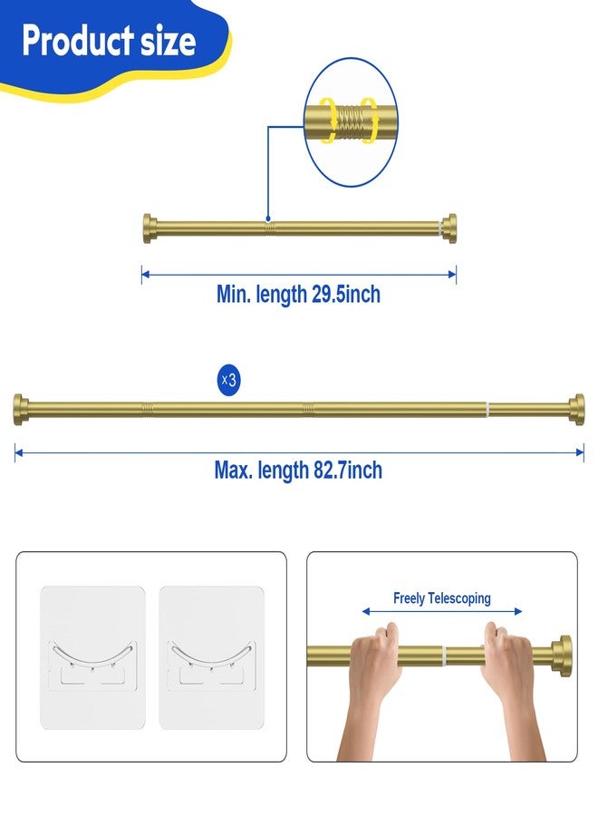 Samstar Gold Shower Curtain Rod,32-83 Inches(2.6-6.9ft),Adjustable Spring Tension Rod No Drilling,with 2 Free Anti-Slip Holder,for Bathroom Window Living Room,Gold - Image 3