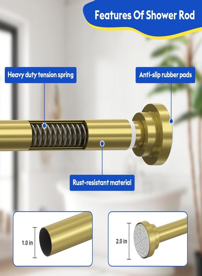 Samstar Gold Shower Curtain Rod,32-83 Inches(2.6-6.9ft),Adjustable Spring Tension Rod No Drilling,with 2 Free Anti-Slip Holder,for Bathroom Window Living Room,Gold - Image 5