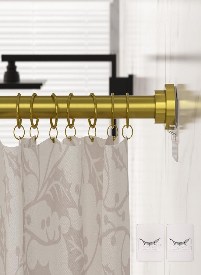 Samstar Gold Shower Curtain Rod,32-83 Inches(2.6-6.9ft),Adjustable Spring Tension Rod No Drilling,with 2 Free Anti-Slip Holder,for Bathroom Window Living Room,Gold - Image 1